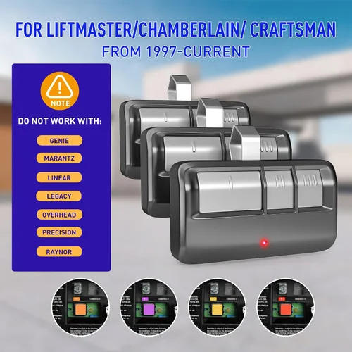 Miniatura 2 de Control remoto universal para puerta de garaje con clip para visera, para abridores de puerta LiftMaster/Chamberlain/Craftsman, adecuado para Negro