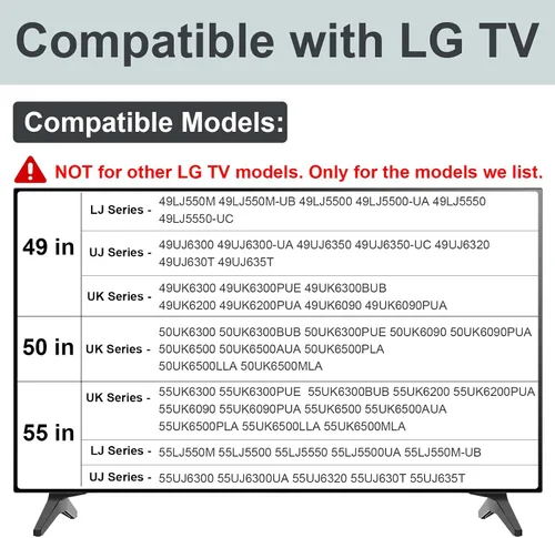 Miniatura 2 de Soporte para patas de TV LG, patas de soporte de TV para soporte de TV LG de 49, 50, 55 pulgadas, 49UJ6350, 49UK6200, 50UK6090, 50UK6500, 55UK6300
