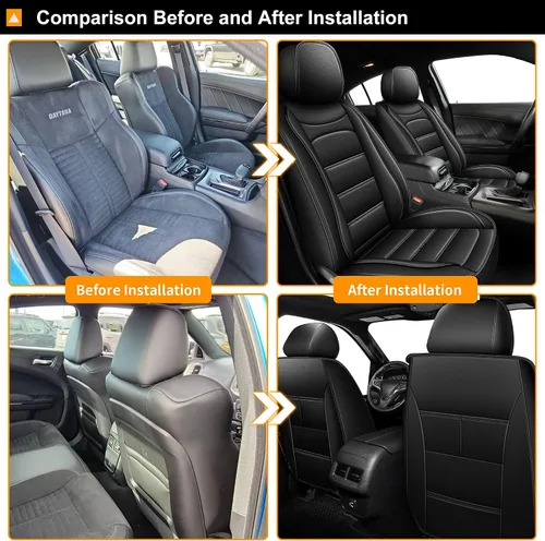 Miniatura 7 de AOMSAZTO Ajuste para Dodge Charger 2006-2025 Fundas de Asiento de Cuero Impermeables Personalizadas: Funda de Asiento para Charger R/T SRT SXT GT