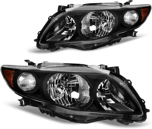 Miniatura 7 de DWVO Conjunto de faros delanteros compatible con Corolla 1998 1999 2000 carcasa cromada de repuesto con luces de señal