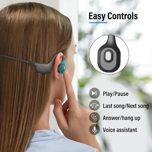 Miniatura 7 de SANOTO Auriculares de conducción ósea con micrófono, auriculares Bluetooth con micrófono con cancelación de ruido y silencio, auriculares