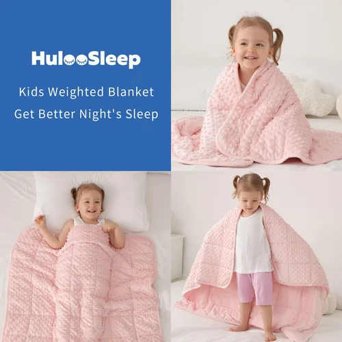 Miniatura 5 de Huloo Sleep Manta con peso para niños, tamaño individual, 7 libras (41 x 60 pulgadas, rosa), transpirable, suave, manta con peso de minky para todas