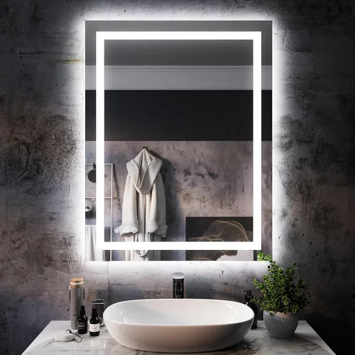 Miniatura 17 de ISKM Espejo LED con marco para baño de 40"x30", espejo de baño LED regulable con luces, antivaho, espejo iluminado frontal y retroiluminado de 3