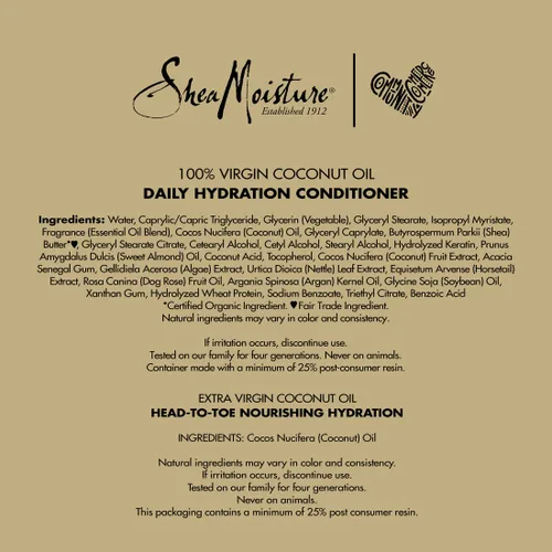 Miniatura 7 de SheaMoisture Hidratante de aceite de coco virgen 100% extra y acondicionador sin enjuague para mimar la cabeza a los pies, hidratación nutritiva