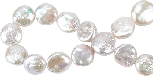 LiQunSweet 15 piezas de cuentas barrocas de agua dulce cultivadas naturales sueltas perlas redondas planas hebras para mujer, aretes, collares,