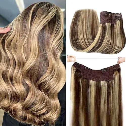 Miniatura 8 de Extensiones de cabello con alambre negro, extensiones de cabello balayage, extensiones de cabello con alambre de cabello humano, 14 pulgadas 70 g