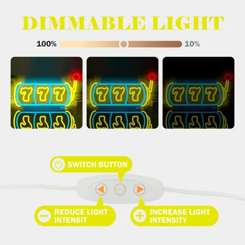 Miniatura 4 de 777 Letrero de neón con número de ángel de la suerte, letreros de luces de neón regulables, letreros luminosos para la pared, suerte, siete letreros