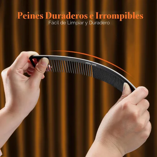 Miniatura 5 de SALON SILK 4 piezas Juego profesional de peines, peines de cola de rata de dientes anchos y finos, juego de corte y peinado para trenzado, barbero