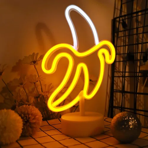 Miniatura 7 de Letrero de neón de plátano, luz LED WIOSOUL Banana con base para decoración de mesa, lámpara LED USB / batería alimentada por batería para hombre