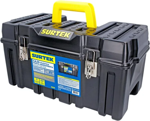 SURTEK Caja de Herramientas - 21" x 11" x 10" Portaherramientas Móvil con Construcción de Plástico ABS Moldeado y Diseño de Cierre Metálico de Doble
