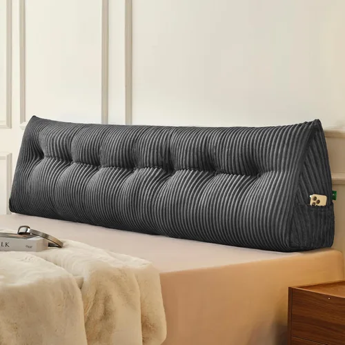 Miniatura 19 de Z-hom Almohada de cuña grande para cabecero, almohada triangular para cabecero tamaño king, almohada de lectura para cama con una almohada enrollada