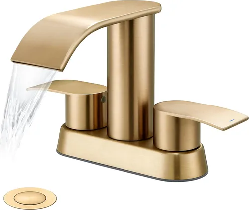 Miniatura 13 de Ultimate Unicorn Grifo de Baño para Lavabo Dorado Cepillado, Grifo de Lavabo de Baño de 4 Pulgadas para 3 o 2 Agujeros, Grifos de Cascada de 2 Oro