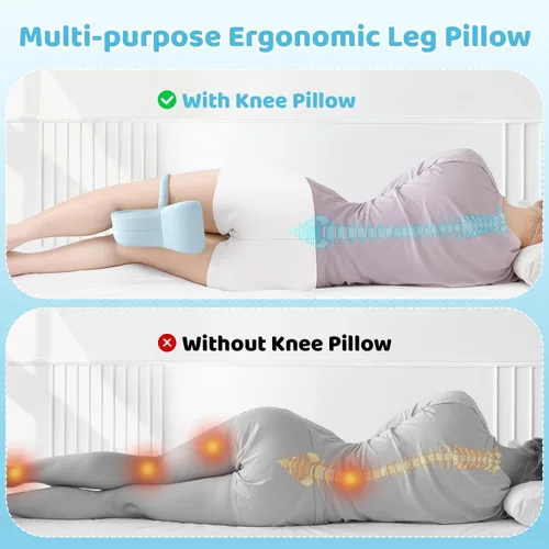 Miniatura 5 de Almohada de rodilla para dormir de lado, almohada de alivio del dolor de ciática entre las piernas mientras duermes, cojín de enfriamiento de espuma