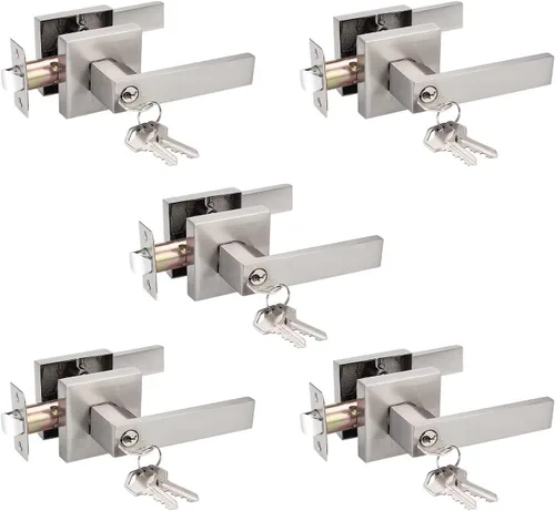 Miniatura 22 de Probrico - Paquete de 6 manijas de puerta para entrada de dormitorio interior, perillas de puerta con cerradura de una llave, entrada con llaves