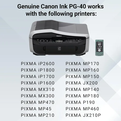 Miniatura 5 de Canon PG-40 - Cartucho de tinta negro genuino (2 cartuchos negros), compatible con iP2600/1800/1700/1600, MX310/300