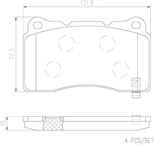 Miniatura 4 de Brembo P09004N Juego de pastillas de freno de disco delantero de cerámica premium CADILLAC/FORD/FORD USA OE# 105506600B