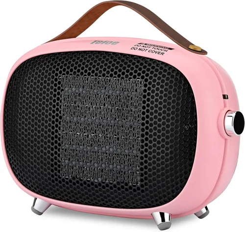 Miniatura 9 de Calentador de Espacio, Teioe Mini Calentador de Espacio Eléctrico 800W/400W, Pequeño Calentador de Cerámica PTC con Protección contra Vuelco y Blanco