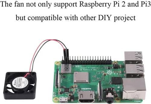 Miniatura 7 de Aokin Ventilador de refrigeración Raspberry Pi DC 5V/3.3V Ventilador de refrigeración de CPU sin escobillas con tornillos para Raspberry Pi 4 B, Pi
