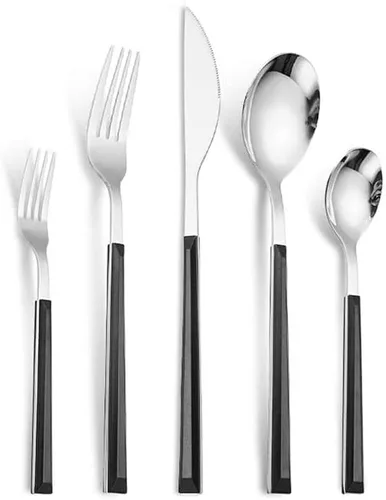 Miniatura 13 de Juego de cubiertos de acero inoxidable de 20 piezas, tenedores, cucharas, servicio para 4, juego de vajilla para comer en casa, incluye tenedor