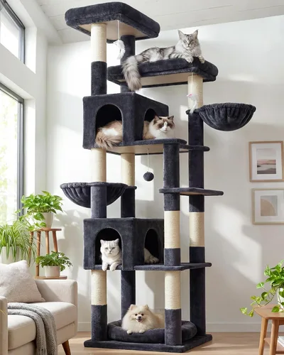 Miniatura 9 de Globlazer Heavy Duty Cat Tree, 81 inch Extra Large Gothic Cat Tree for Indoor Cats Large Adult, Sturdy Goth Cat Tower with 8 Scratching Post, 2 Cat