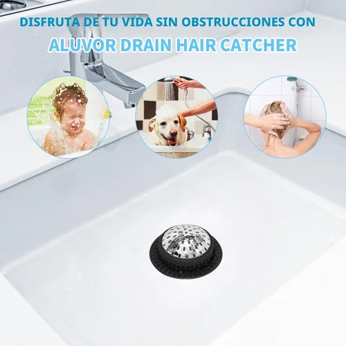 Miniatura 6 de Aluvor Atrapapelos para Desagüe de Ducha, Cubierta para Desagüe de Ducha, Atrapapelos para Desagüe de Bañera para Desagües Pop-Up y Regulares