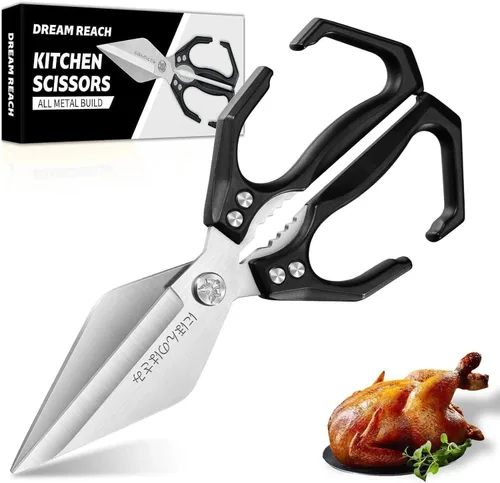 Dream Reach Tijeras de cocina para alimentos, tijeras de aves de corral resistentes con mango ergonómico, tijeras culinarias japonesas de acero de