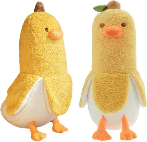 Miniatura 9 de Peluche de pato de plátano de 13.7 pulgadas, lindo animal de peluche de plátano, almohada larga de felpa de pato plátano, divertida almohada