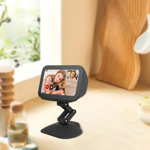 Miniatura 5 de Soporte para Echo Show 5 (3ª generación) y teléfono celular, soporte de altavoz inteligente de altura ajustable, base magnética antideslizante