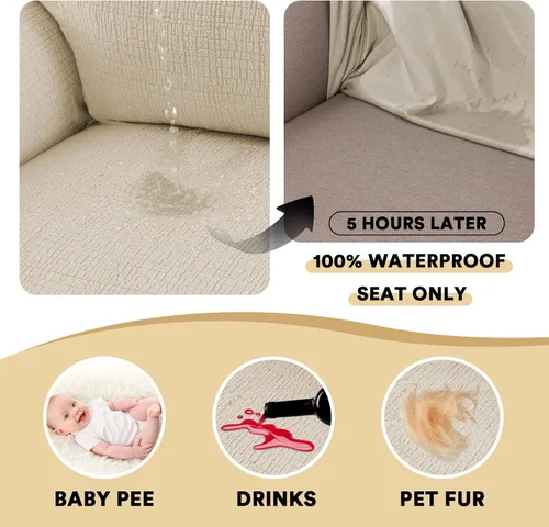 Miniatura 4 de PrinceDeco Fundas de sofá impermeables dobles para sofás, funda elástica para silla antideslizante, lavable, protector de muebles a prueba de fugas