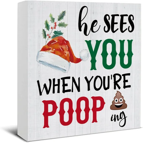 Miniatura 17 de Divertida decoración de Navidad, decoraciones navideñas para interiores, deseos de bastón de caramelo y besos de muérdago, letrero de madera rústico