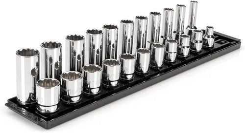 Miniatura 21 de TEKTON SHD92121 - Juego de llaves de vaso de 12 puntos con rieles y bandeja, 23 piezas (0.394-1.260 in)