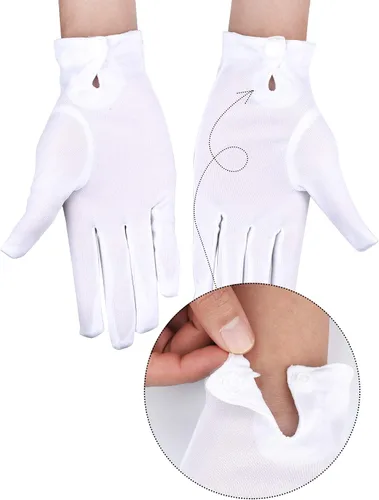 Miniatura 5 de SATINIOR 12 pares de guantes uniformes blancos y negros para hombres y mujeres, guantes de disfraz de desfile para policía, funeral, guardia formal