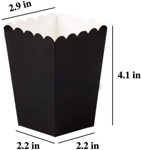 Miniatura 2 de Cajas negras para palomitas de maíz, mini caja de papel para palomitas de maíz, contenedor de cartón para palomitas de maíz para fiestas, paquete
