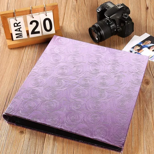 Miniatura 5 de Vienrose - Álbum grande de fotos (600 compartimentos), funda de piel sintética, para álbum de boda, bebé, graduación 2-Rosa morada