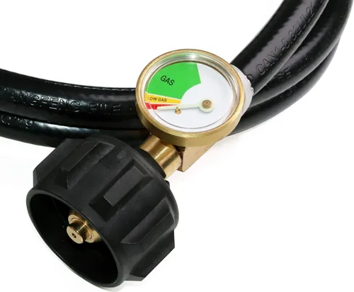 Miniatura 4 de DOZYANT Adaptador de manguera de propano de 5 pies con indicador de tanque de propano para Weber Q1200, 1000 parrilla de propano, 1 a 20 libras