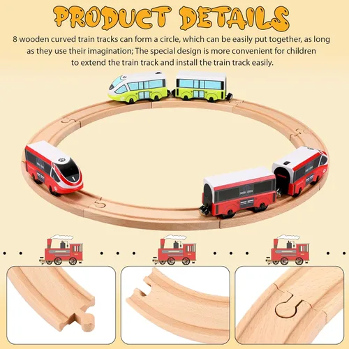 Miniatura 3 de Liliful Paquete de 8 paquetes de expansión de madera para vías de tren compatibles con la mayoría de las vías de tren