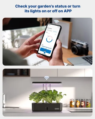 Miniatura 5 de iDOO Kit de sistema de cultivo hidropónico, 12 cápsulas, regalos de Navidad para mujeres, mamá, jardín de hierbas para interiores con luz LED