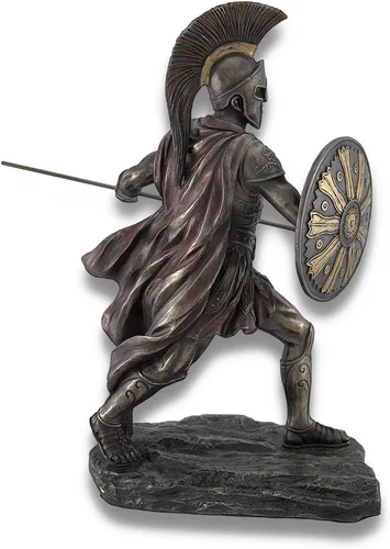 Miniatura 3 de Veronese Design Estatua de resina de Aquiles con lanza y escudo de 11 3/8 pulgadas, acabado de bronce