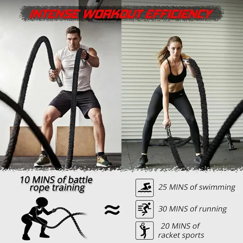 Miniatura 3 de Cuerda de batalla para entrenamiento de gimnasio en casa, 1.26 pulgadas, 30 pies, cuerdas de ejercicio de entrenamiento pesadas, equipo de fitness