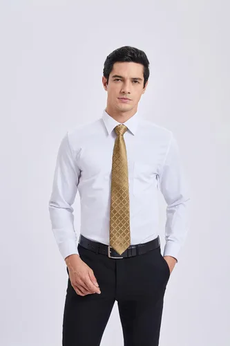 Miniatura 318 de HISDERN Conjunto de corbata a cuadros a cuadros pañuelo tejido clásico formal para hombre corbata y bolsillo cuadrado