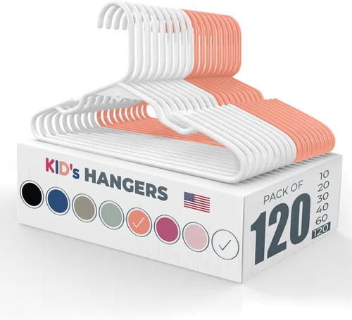 Miniatura 41 de Perchas de plástico para niños de 12 pulgadas, paquete de 10 unidades, fabricadas en los Estados Unidos, capacidad de 5 libras, perchas para ropa