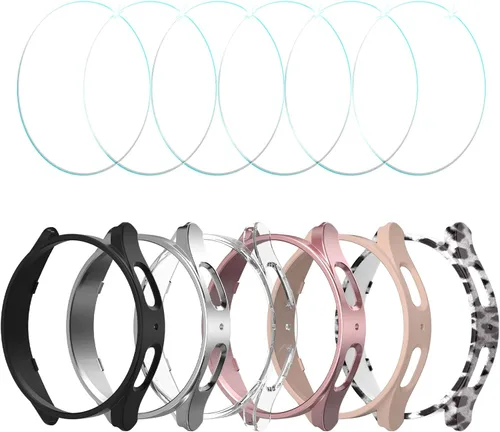 Miniatura 9 de Paquete de 6 + 6 fundas protectoras de pantalla para Samsung Galaxy FE/Galaxy Watch 5/Galaxy Watch 4 de 1.575 pulgadas, película de vidrio templado