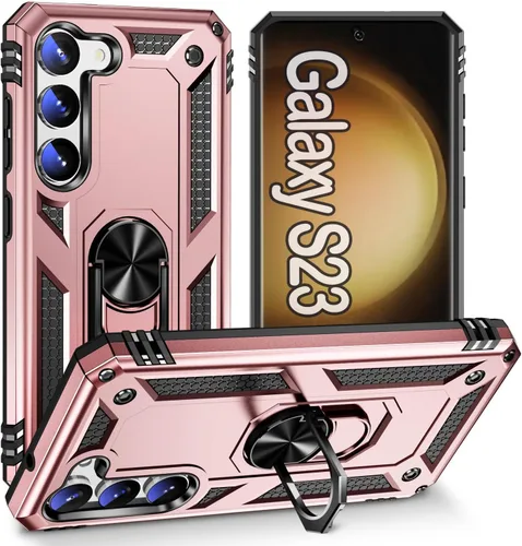 Miniatura 14 de Funda protectora diseñada para Galaxy S23 con soporte, a prueba de caídas militares, a prueba de golpes, a prueba de polvo, para Samsung S23, rosa