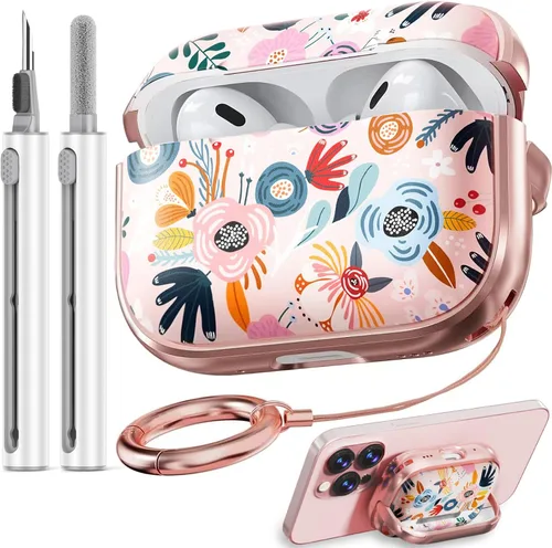 Miniatura 12 de Inesore Funda para AirPods Pro 3 2025 con cerradura, funda transparente floral para mujeres, compatible con Apple Airpods Pro de 3ª