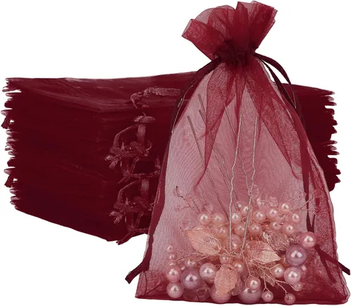 Miniatura 21 de Bolsas de organza, bolsas de organza de 4 x 6, bolsas blancas para recuerdos de boda, 50 bolsas de malla con cordón, bolsas de regalo de joyería