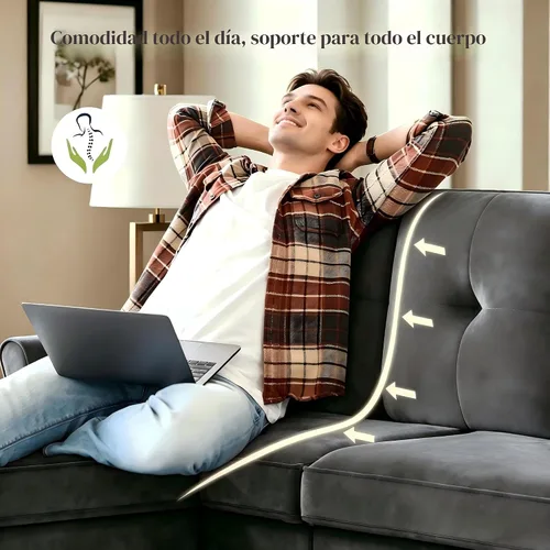 Miniatura 5 de Welzona Sofás seccionales para sala de estar, sofá moderno de terciopelo de 83 pulgadas, sofá en forma de L con otomana, sofá seccional pequeño