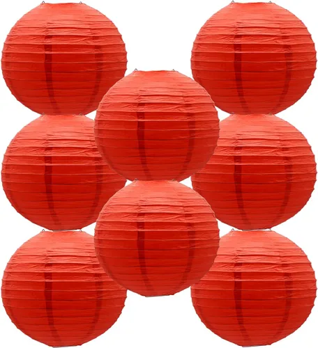 Miniatura 33 de Linternas de papel doradas chinas, japonesas, colgantes, redondas, para decoración de fiesta de Año Nuevo y Año Nuevo Lunar (12 unidades)