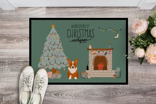 Miniatura 2 de Caroline's Treasures CK7663MAT Corgi Christmas Everyone - Felpudo de 18 x 27 pulgadas, tapete para puerta delantera, interior y exterior