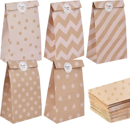 Elvielsl Paquete de 40 bolsas de papel para fiesta, bolsas de papel marrón, bolsa de papel de estraza para regalo, bolsa de regalo pequeña con 48