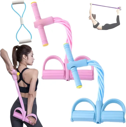 Miniatura 7 de Equipo de fitness para abdominales de 6 hebras, banda de resistencia multifuncional para estiramiento de cuerpo completo y yoga Púrpura
